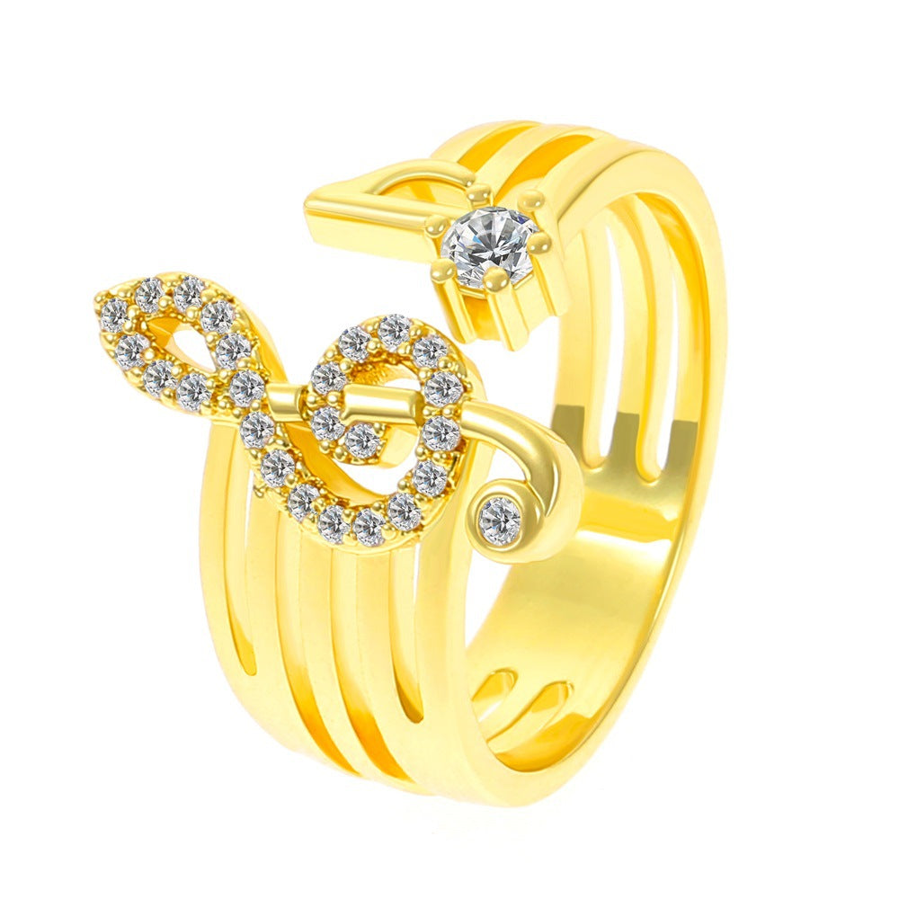 Zircon Music Symbol Ring - Fashion Micro Set