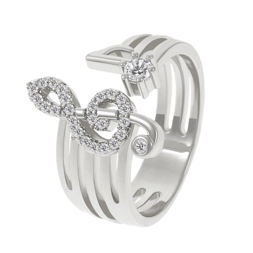 Zircon Music Symbol Ring - Fashion Micro Set
